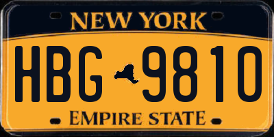 NY license plate HBG9810
