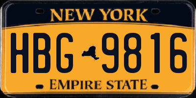 NY license plate HBG9816