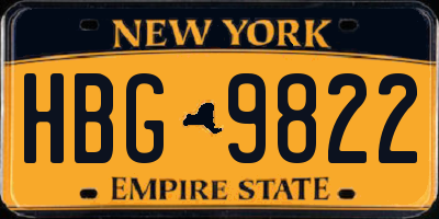 NY license plate HBG9822