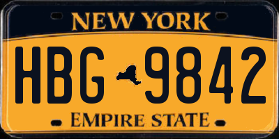 NY license plate HBG9842