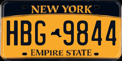 NY license plate HBG9844