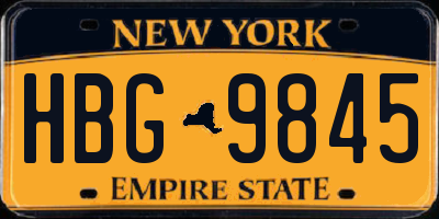NY license plate HBG9845