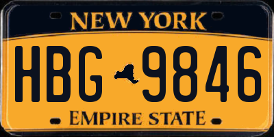 NY license plate HBG9846