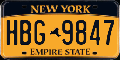 NY license plate HBG9847