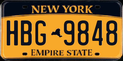 NY license plate HBG9848