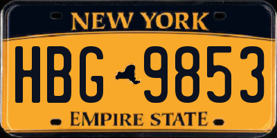 NY license plate HBG9853