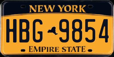 NY license plate HBG9854
