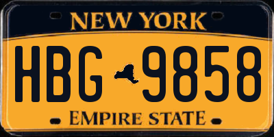 NY license plate HBG9858