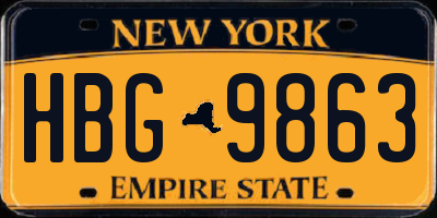 NY license plate HBG9863