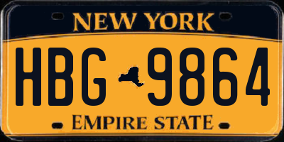 NY license plate HBG9864