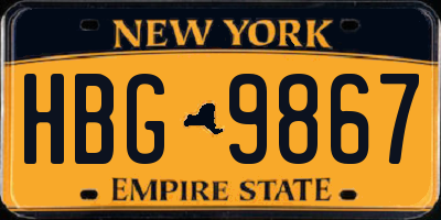 NY license plate HBG9867