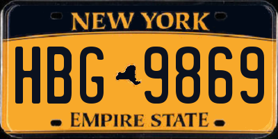 NY license plate HBG9869