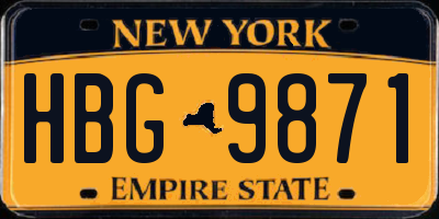 NY license plate HBG9871