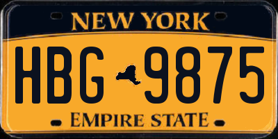 NY license plate HBG9875