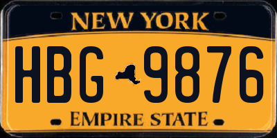 NY license plate HBG9876
