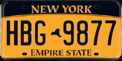 NY license plate HBG9877