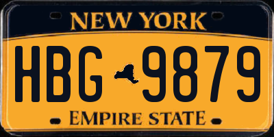 NY license plate HBG9879