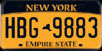 NY license plate HBG9883