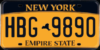 NY license plate HBG9890