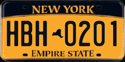 NY license plate HBH0201