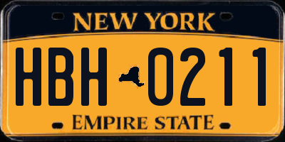 NY license plate HBH0211