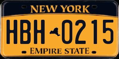NY license plate HBH0215