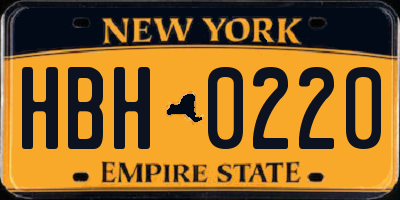 NY license plate HBH0220