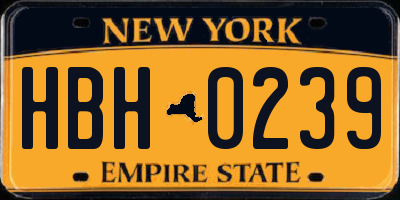 NY license plate HBH0239