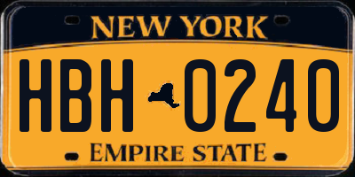 NY license plate HBH0240