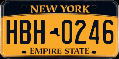 NY license plate HBH0246