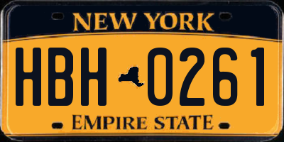 NY license plate HBH0261