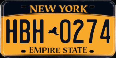 NY license plate HBH0274