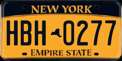 NY license plate HBH0277