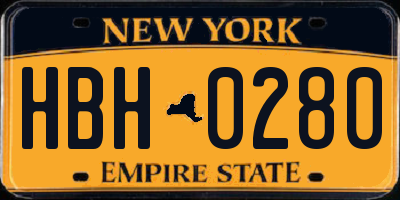NY license plate HBH0280