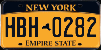 NY license plate HBH0282