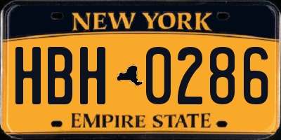 NY license plate HBH0286