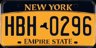 NY license plate HBH0296