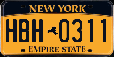 NY license plate HBH0311