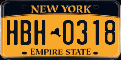 NY license plate HBH0318