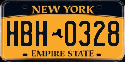 NY license plate HBH0328