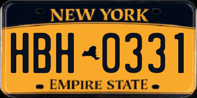 NY license plate HBH0331