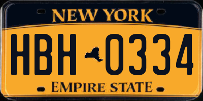NY license plate HBH0334