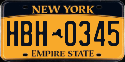 NY license plate HBH0345
