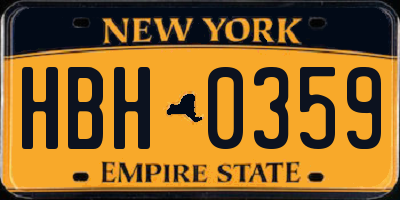 NY license plate HBH0359