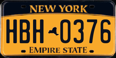 NY license plate HBH0376