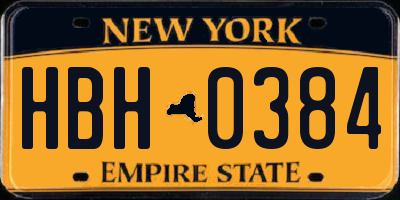 NY license plate HBH0384