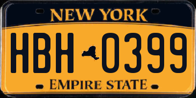 NY license plate HBH0399
