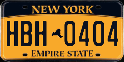 NY license plate HBH0404