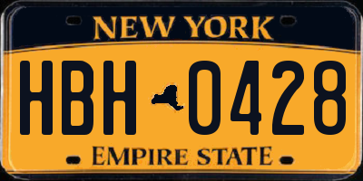 NY license plate HBH0428