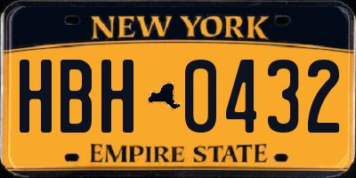 NY license plate HBH0432